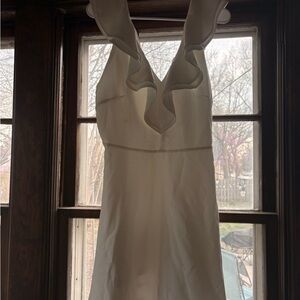 Lulu's White One-Shoulder Ruffle Dress